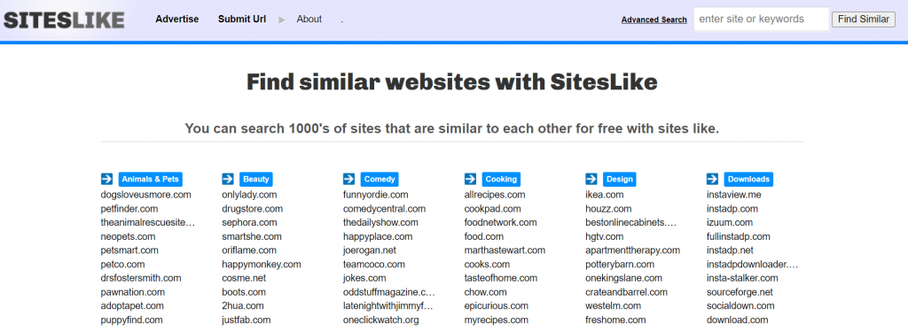 sito web siteslike