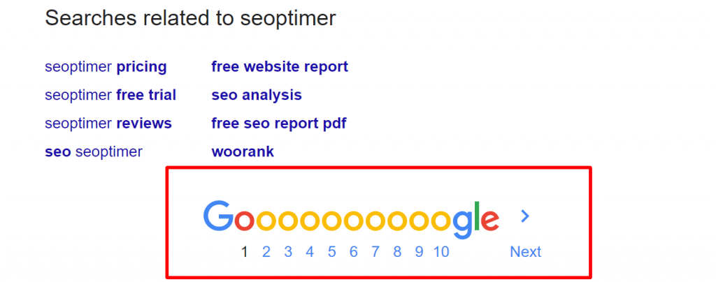 exemple d'utilisation de la pagination dans les résultats des moteurs de recherche.